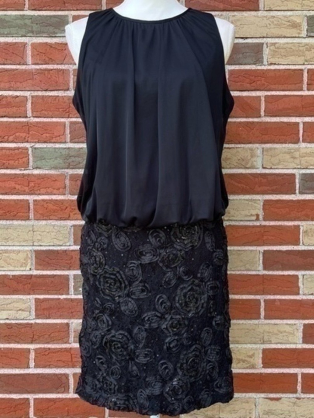 Jackie Jon New York Sequin Ruched Black Sleeveless Mini Cocktail Dress 👗
